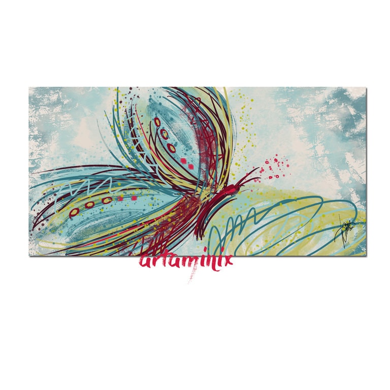 Quadro dipinto a mano farfalla astratta colorata