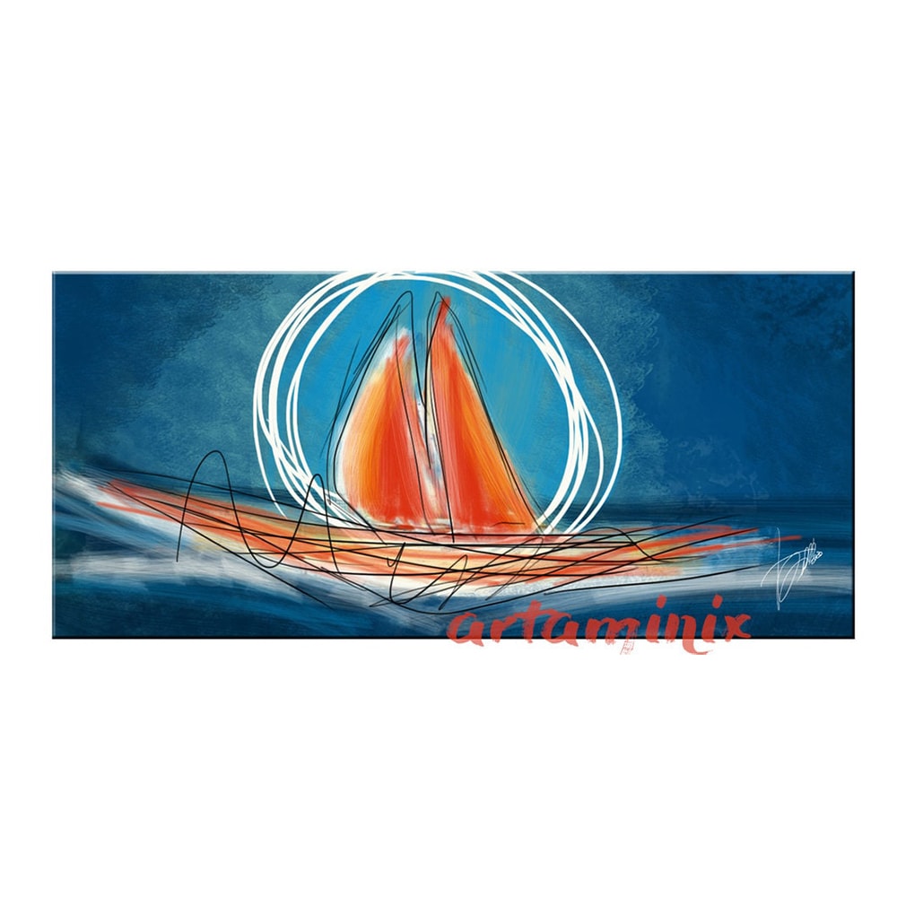 quadro barca astratta arancione