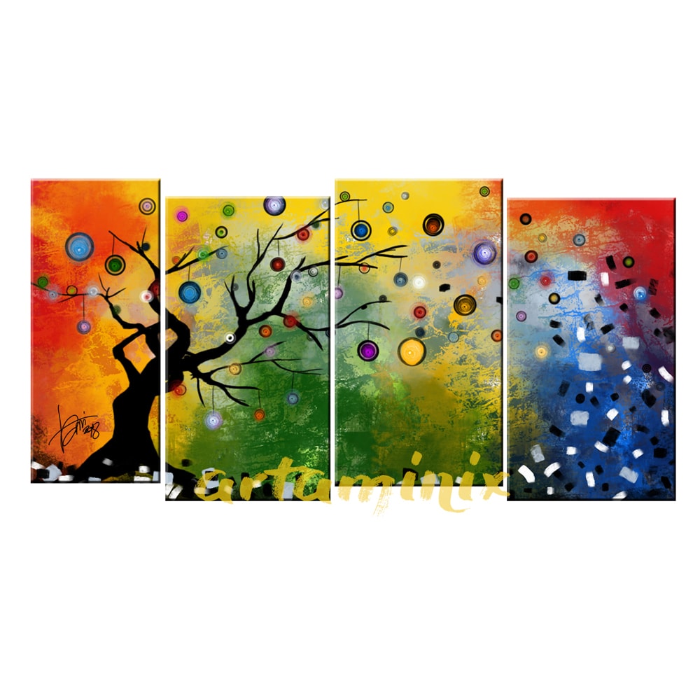 quadro moderno albero molto colorato