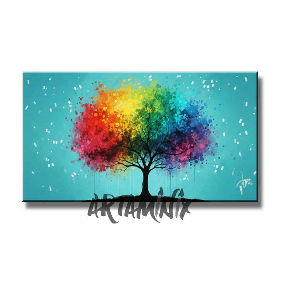 quadro dipinto a mano albero allegro