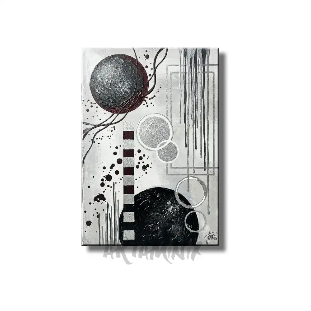 quadro moderno dipinto a mano astratto bianco e nero