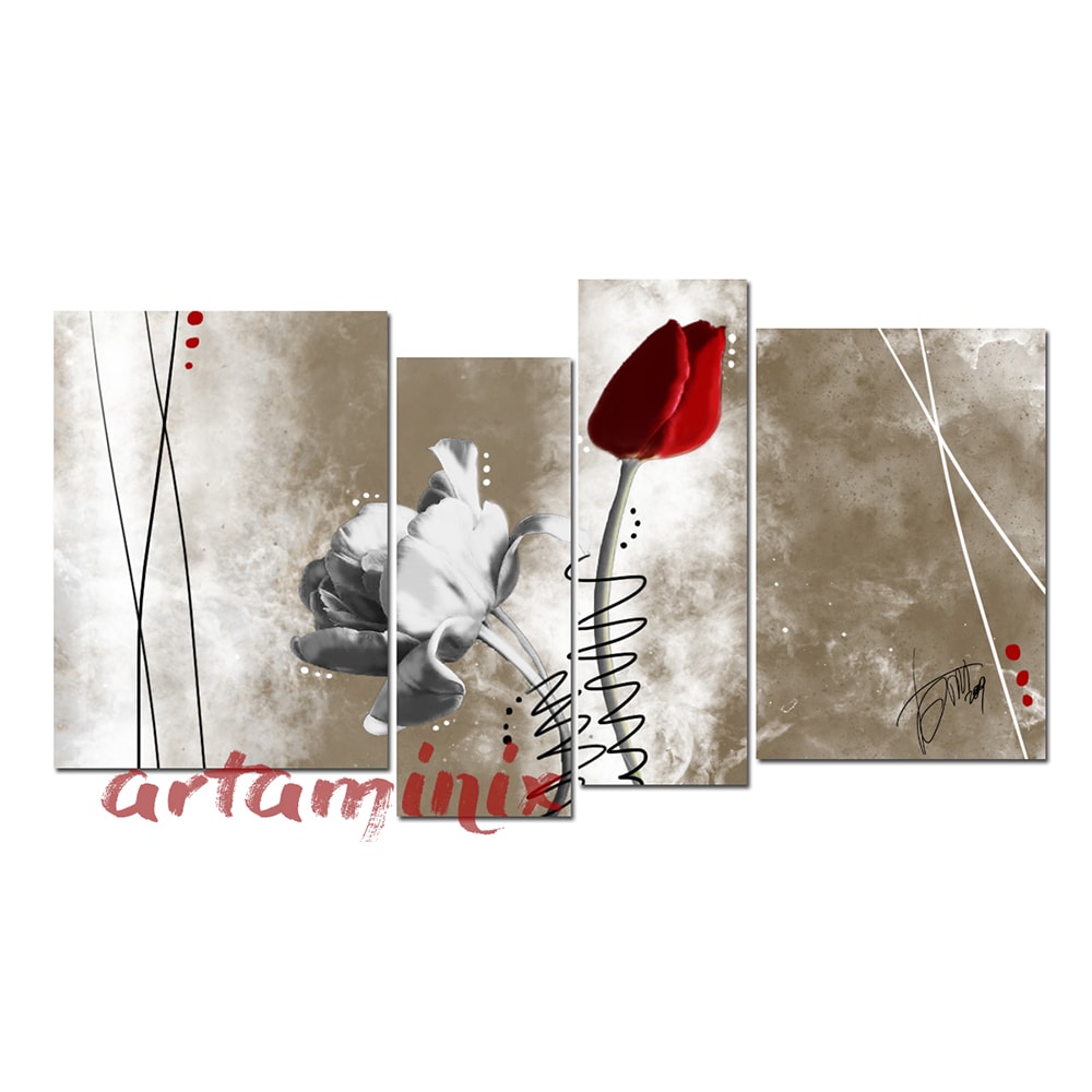 quadro tulipani bianco e rosso