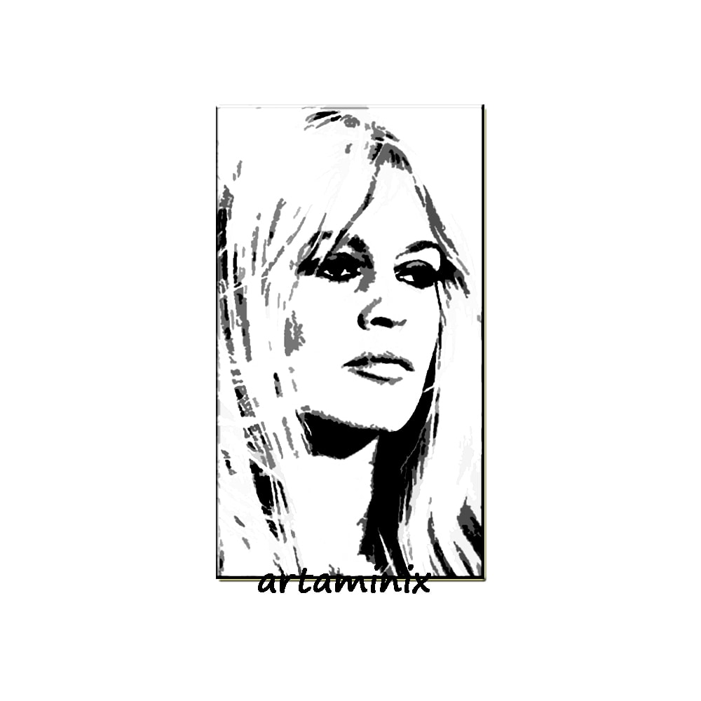 Brigitte Bardot 3 QUADRO SU TELA 70x50 cm STAMPA BIANCO NERO ATTRICE ARREDAMENTO
