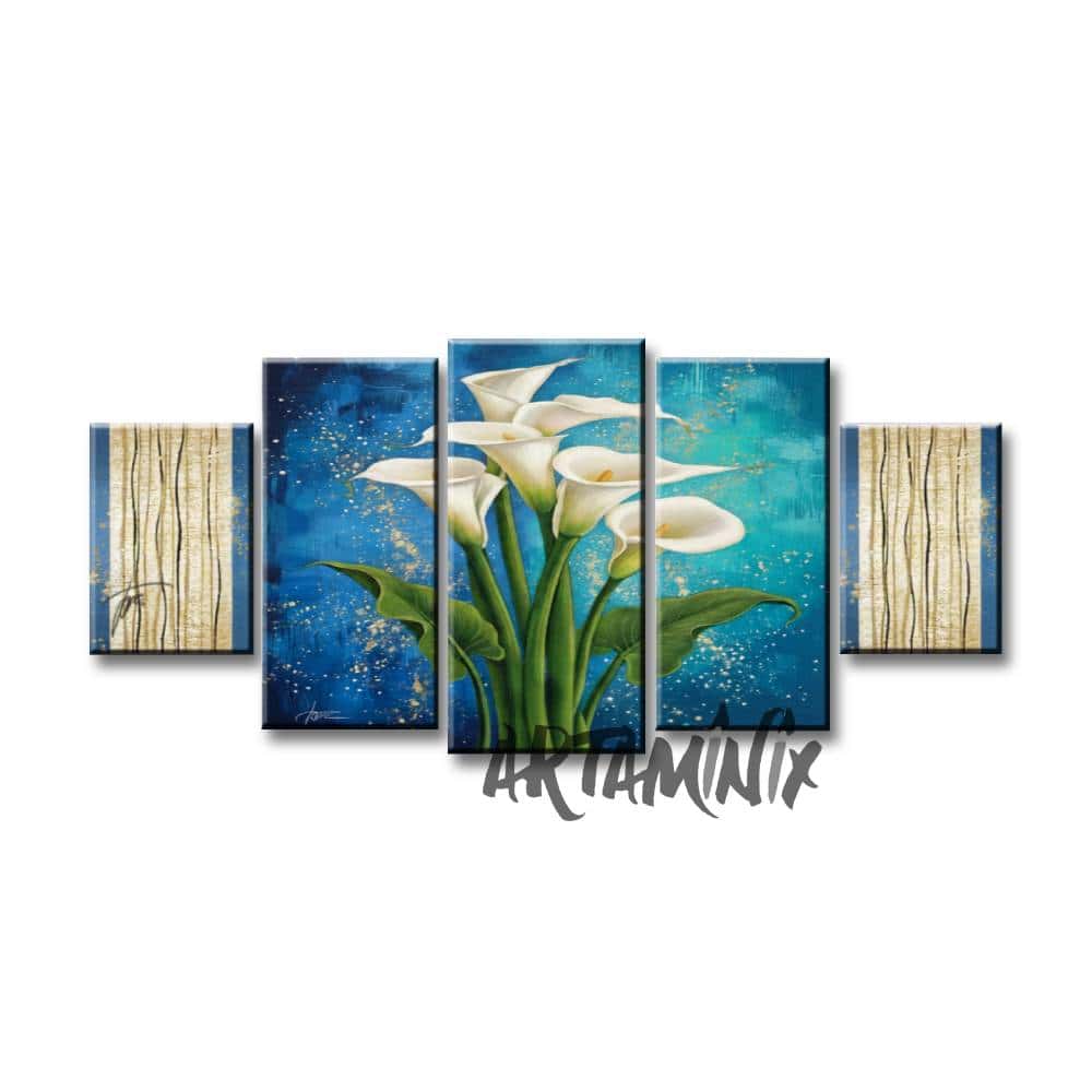 Quadro moderno dipinto a mano calle nel blu