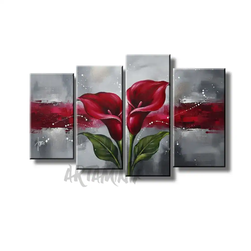 quadro dipinto a mano con calle rosse