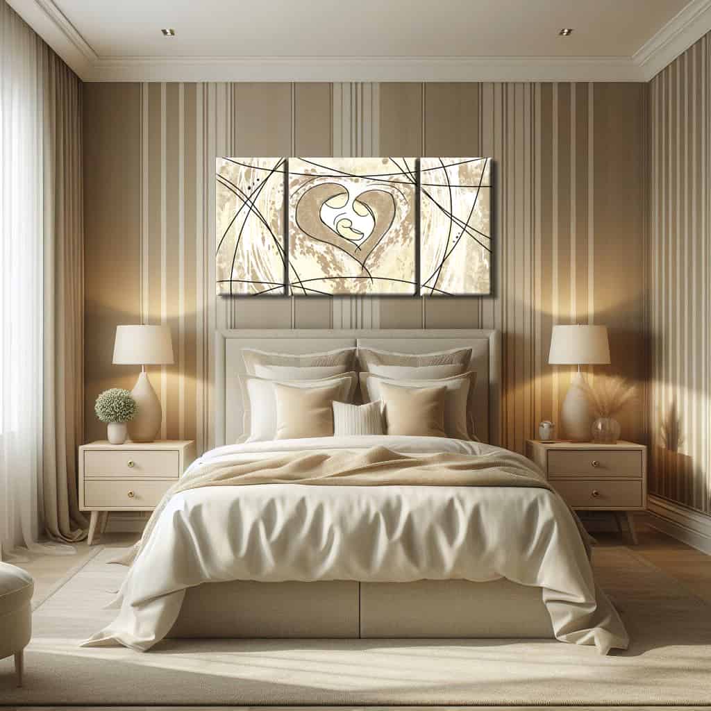 quadro capezzale moderno beige tortora