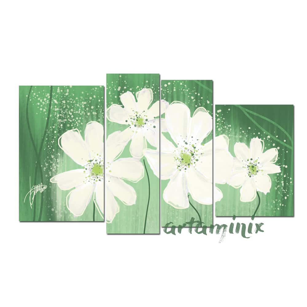 astratto fiori bianchi su sfondo verde
