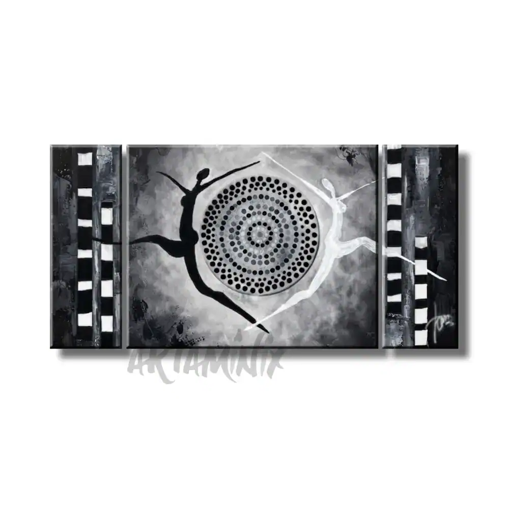 quadro dipinto a mano danza in bianco e nero