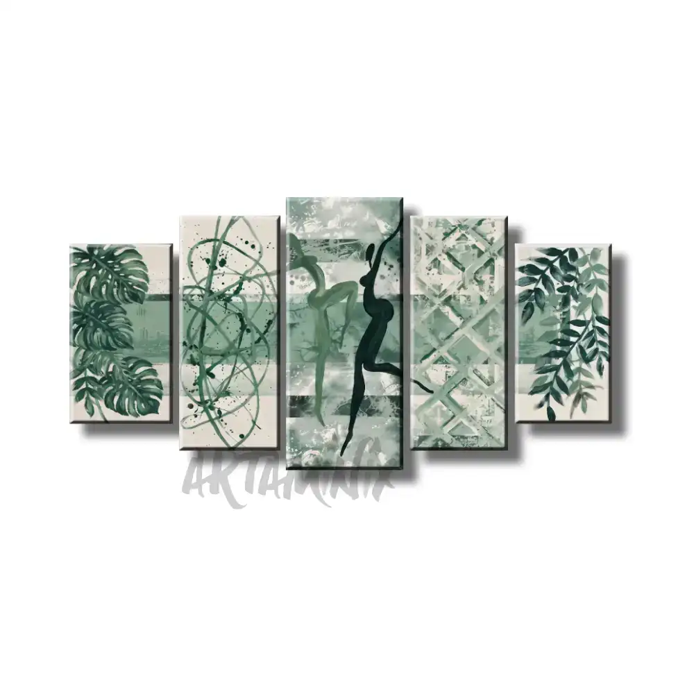 quadro dipinto a mano verde danza sulle foglie