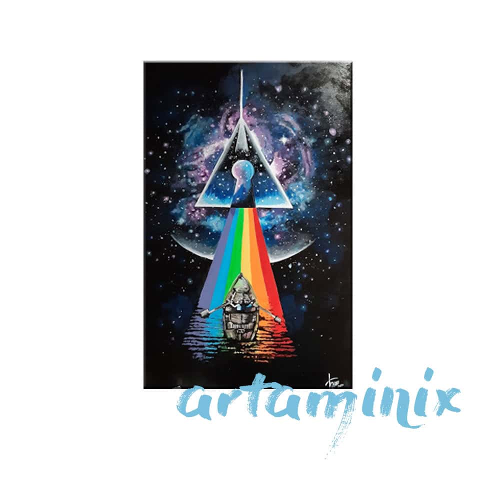 quadro dipinto a mano dark side of the moon