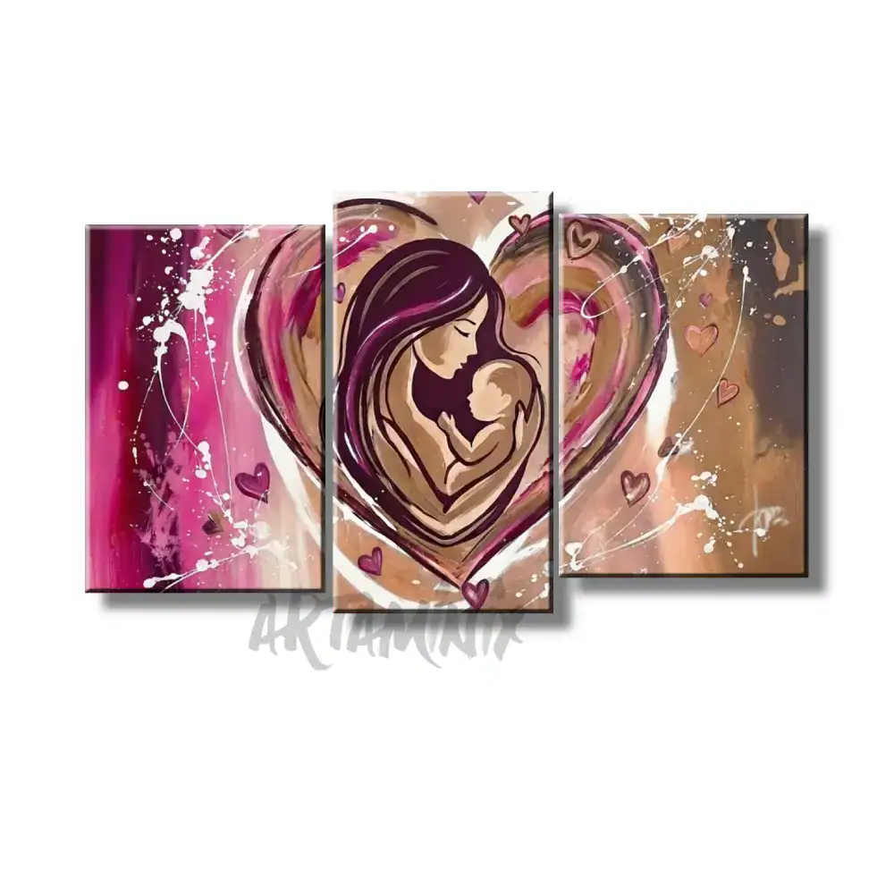 quadro dipinto a mano mamma con bambino dolcezza