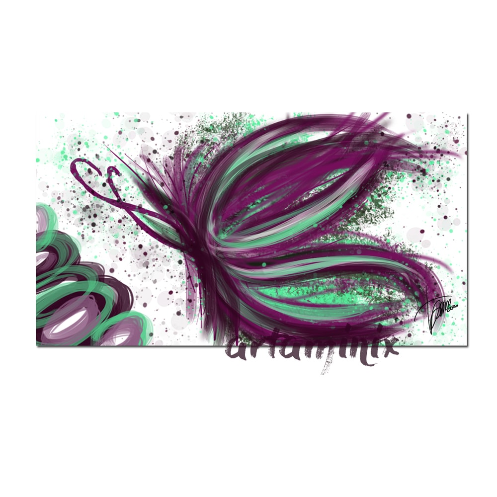 farfalla viola lilla e verde acqua