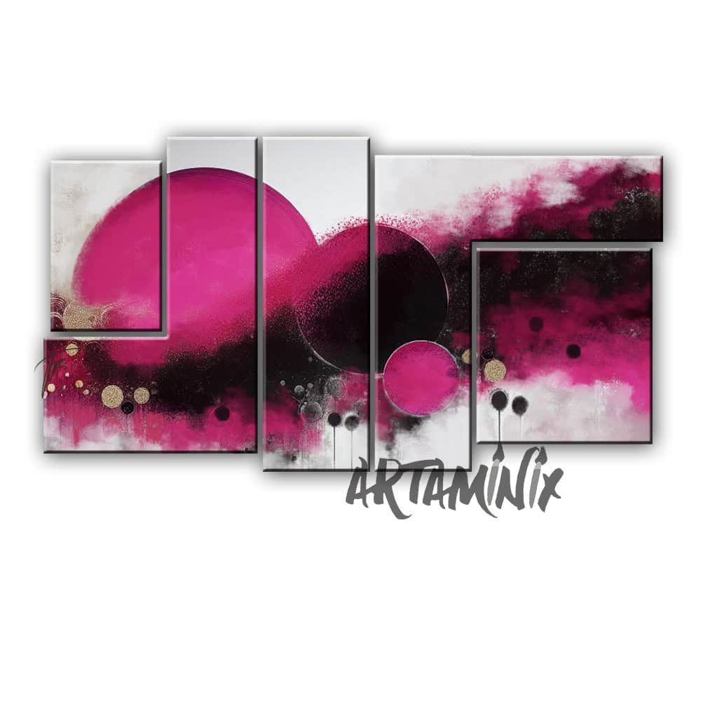 quadro astratto moderno fucsia e glitter