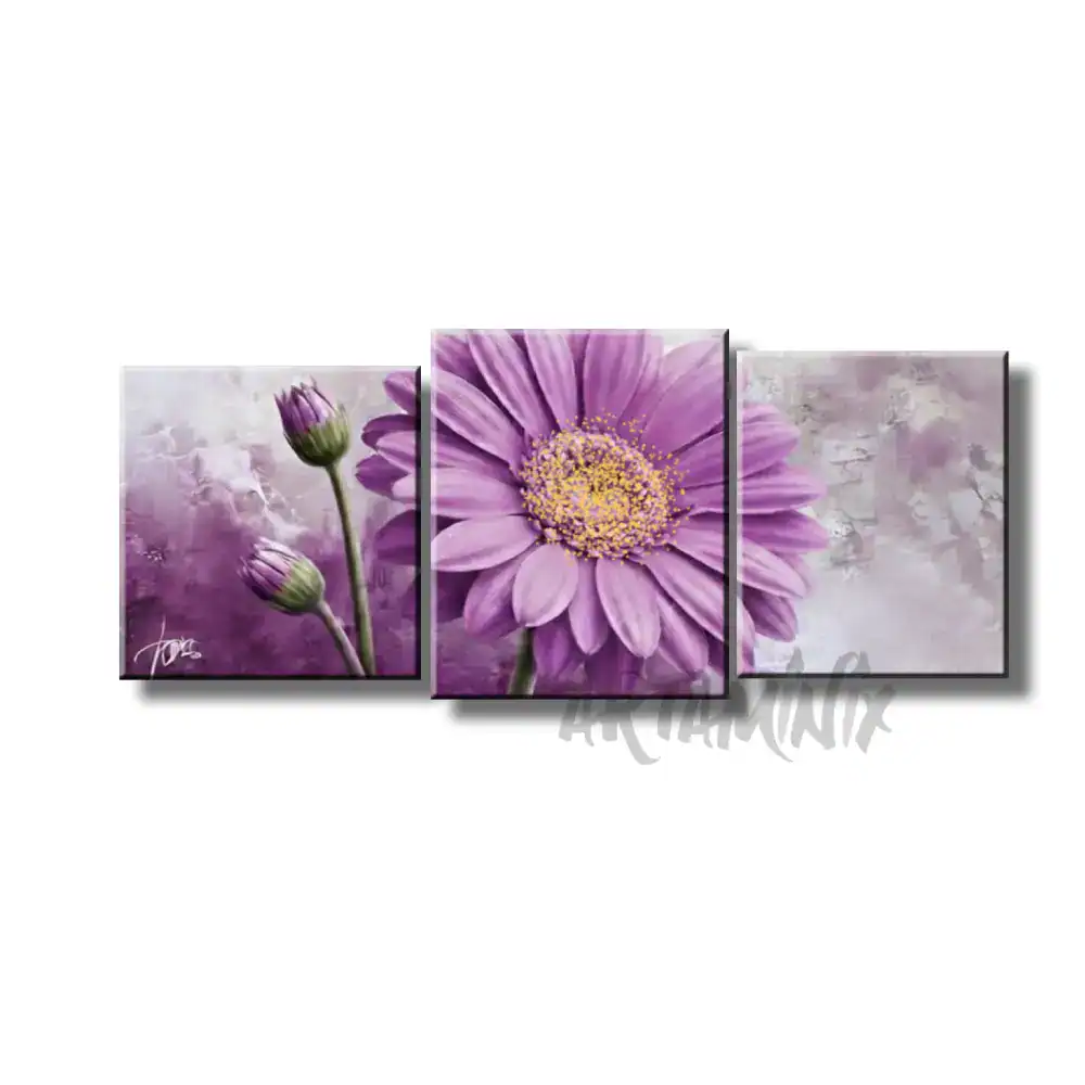 quadro dipinto a mano con gerbera lilla