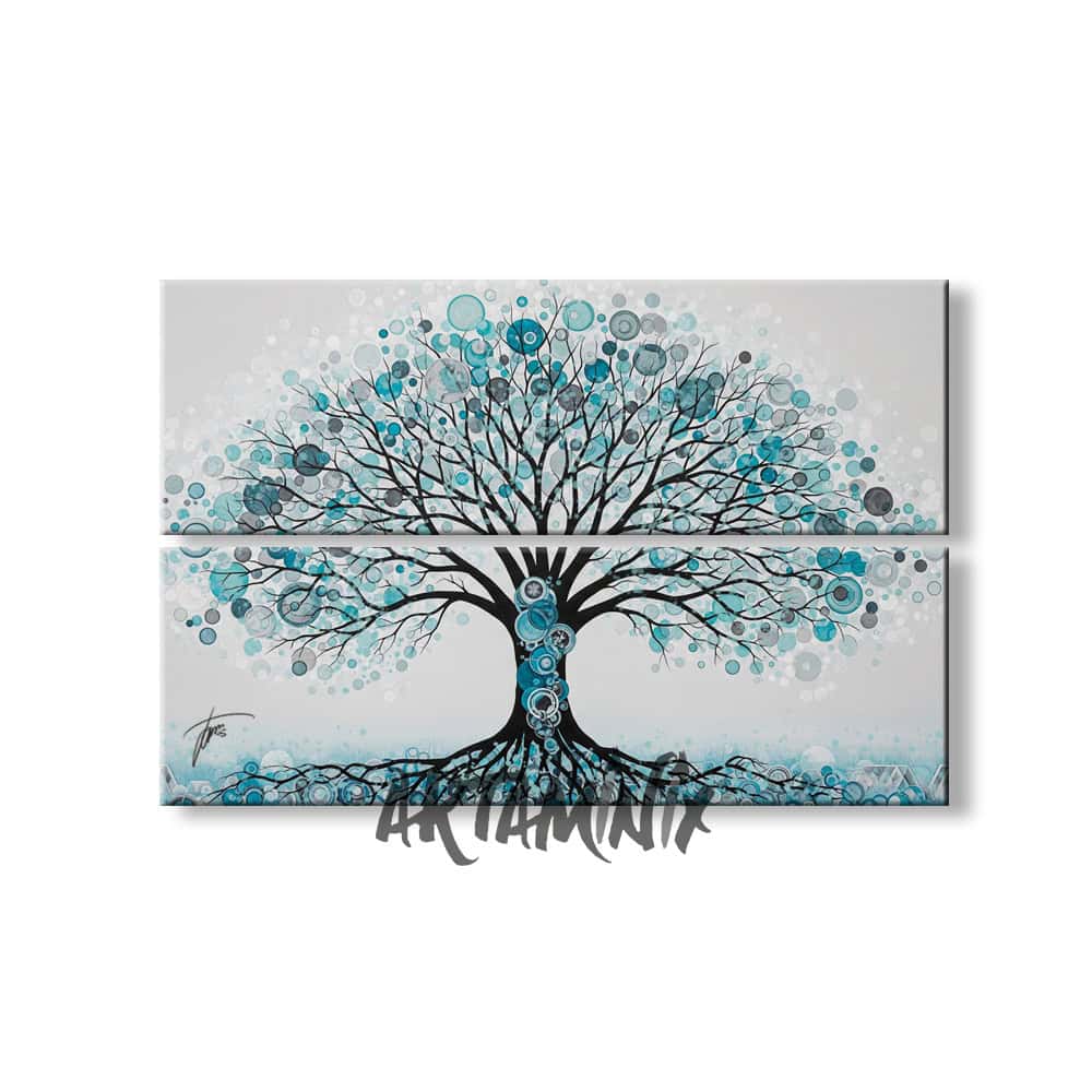 quadro albero azzurro glaciale