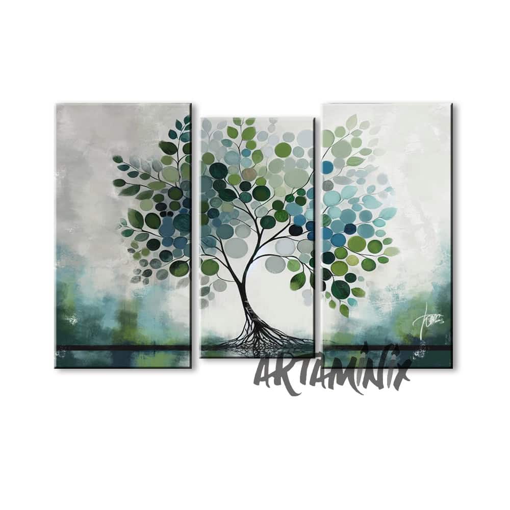 quadro albero naturale azzurro e verde