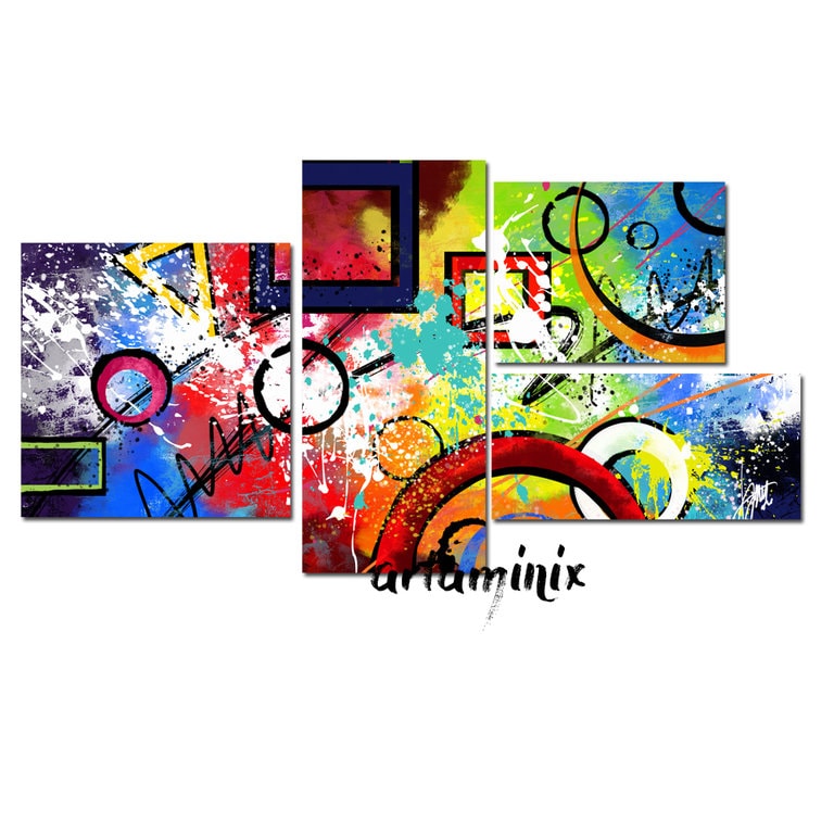 Quadro astratto molto colorato con geoetrie