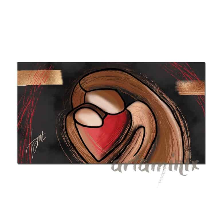 quadro capezzale abbraccio con cuore