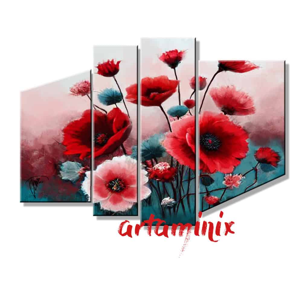 quadro moderno con fiori rossi rosso floreale