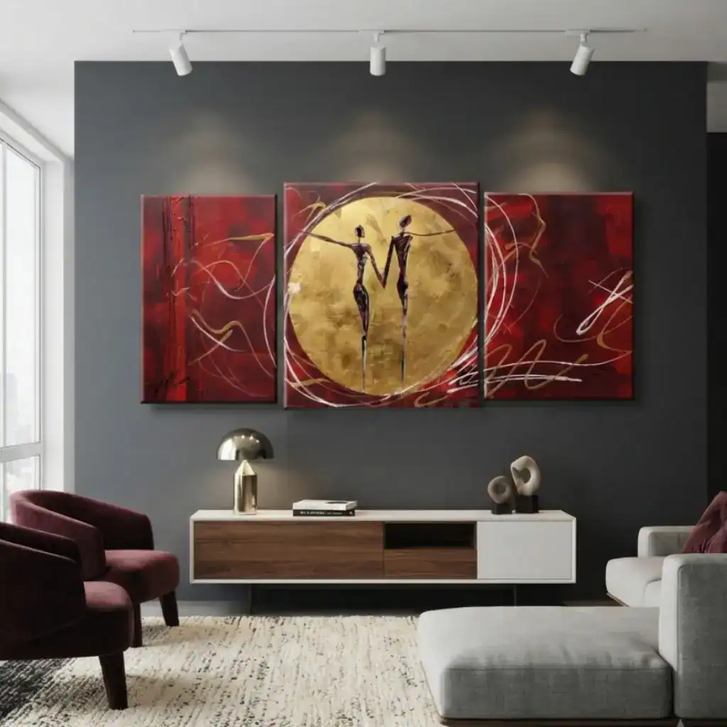 salotto moderno dipinto a con quadro mano nella mano