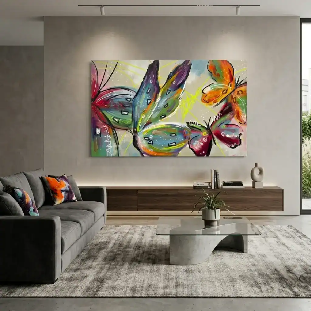 quadro dipinto a mano con farfalle colorate voglia di farfalle