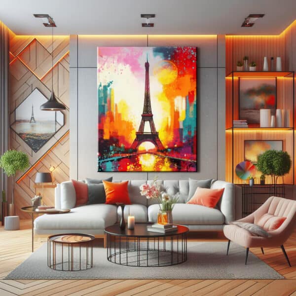 Quadro Tour Eiffel Per Soggiorno Arancione