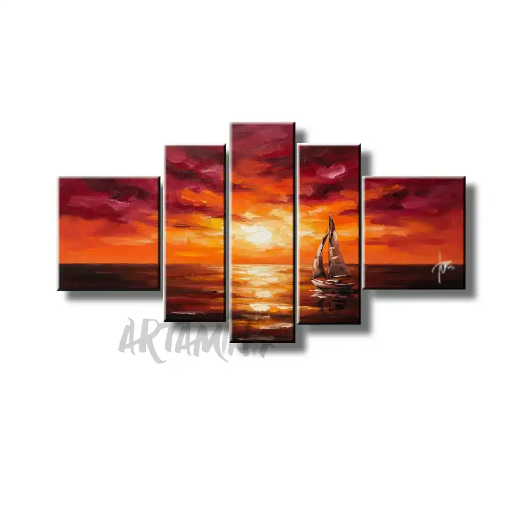quadro moderno dipinto a mano tramonto incantevole