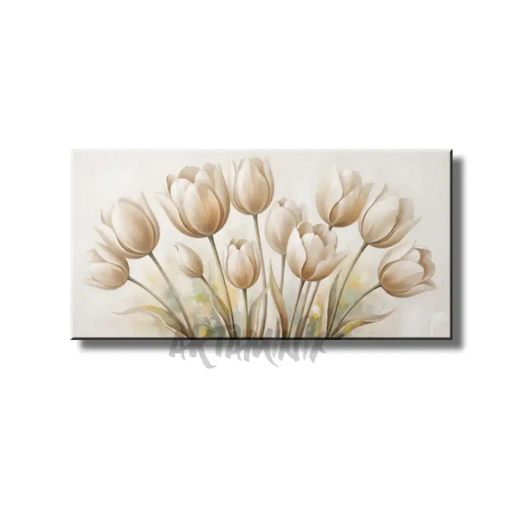 quadro dipinto a mano tulipani beige