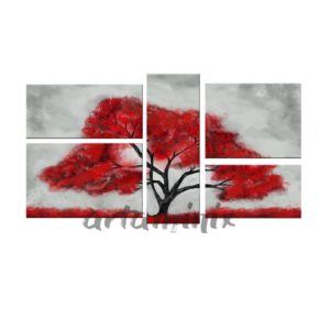 albero astratto con chioma rossa