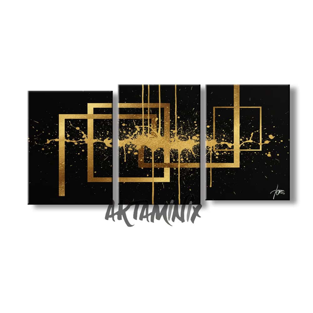 quadro astratto black and gold