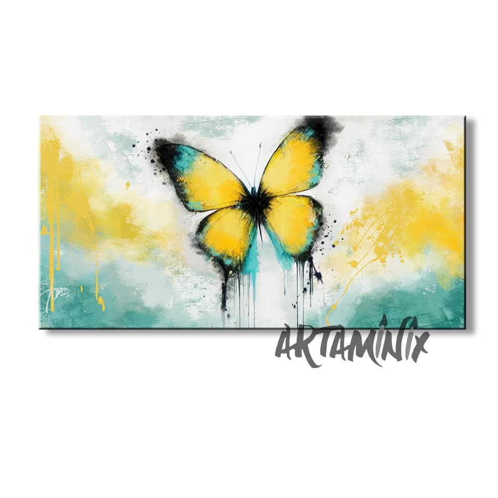 quadro astratto farfalla gialla
