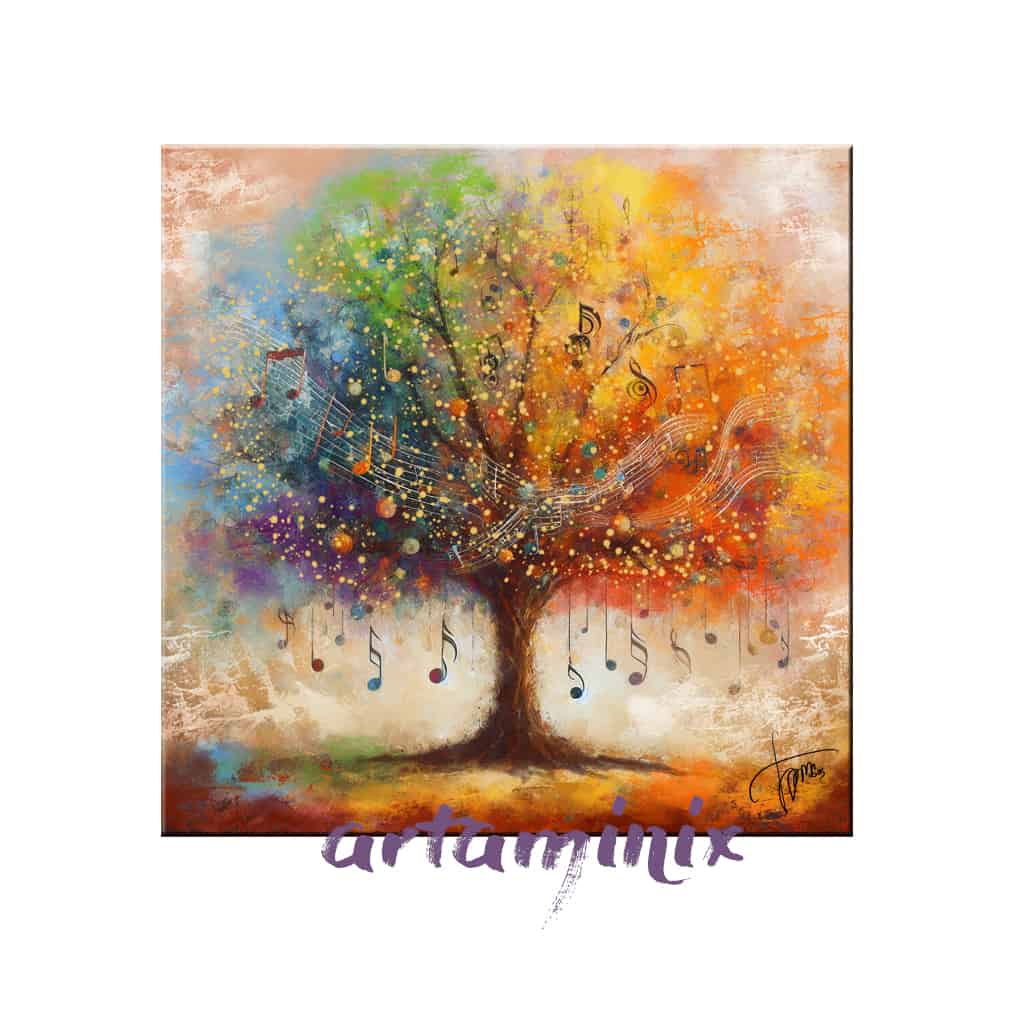 Quadro albero con note musicali
