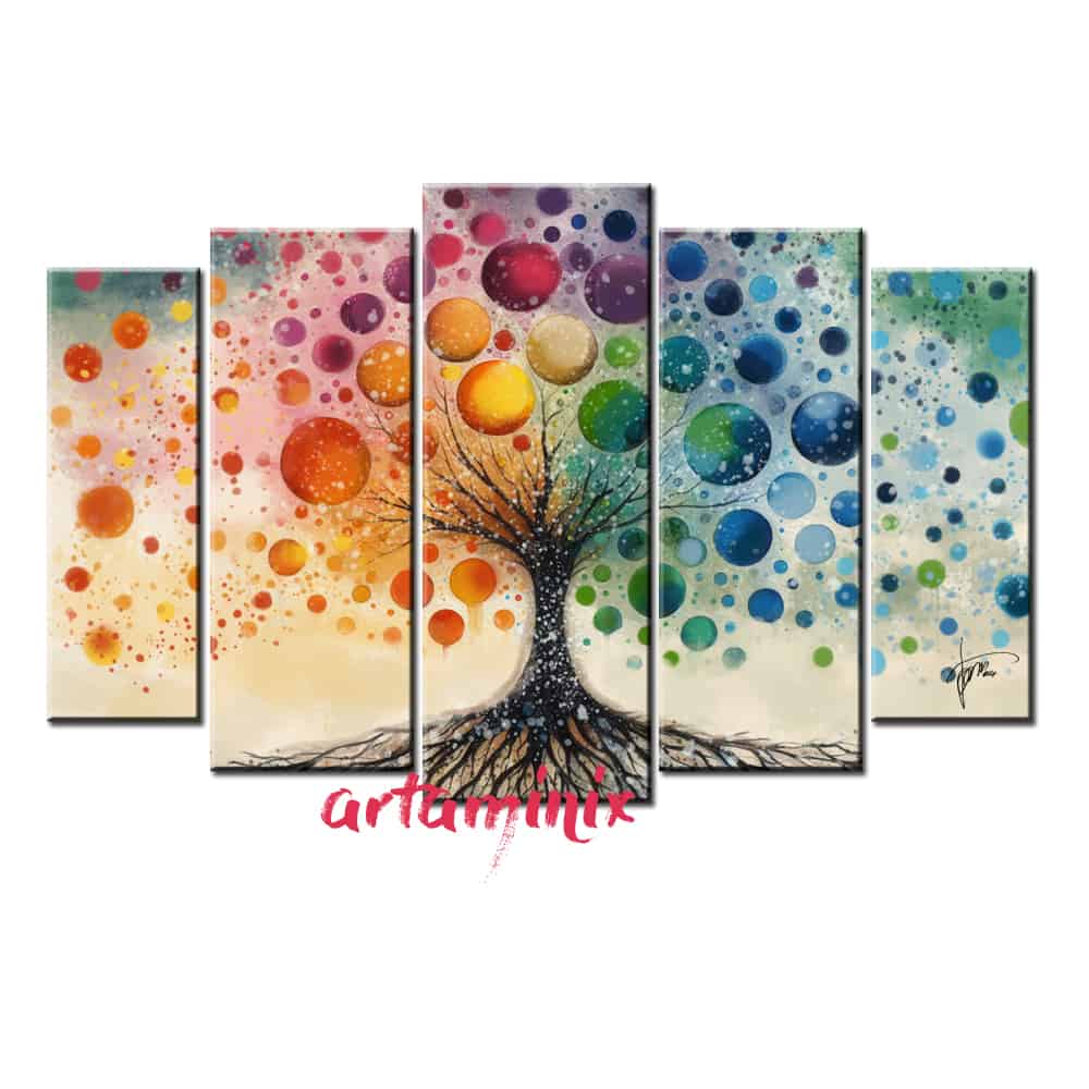 albero astratto sfere e colori