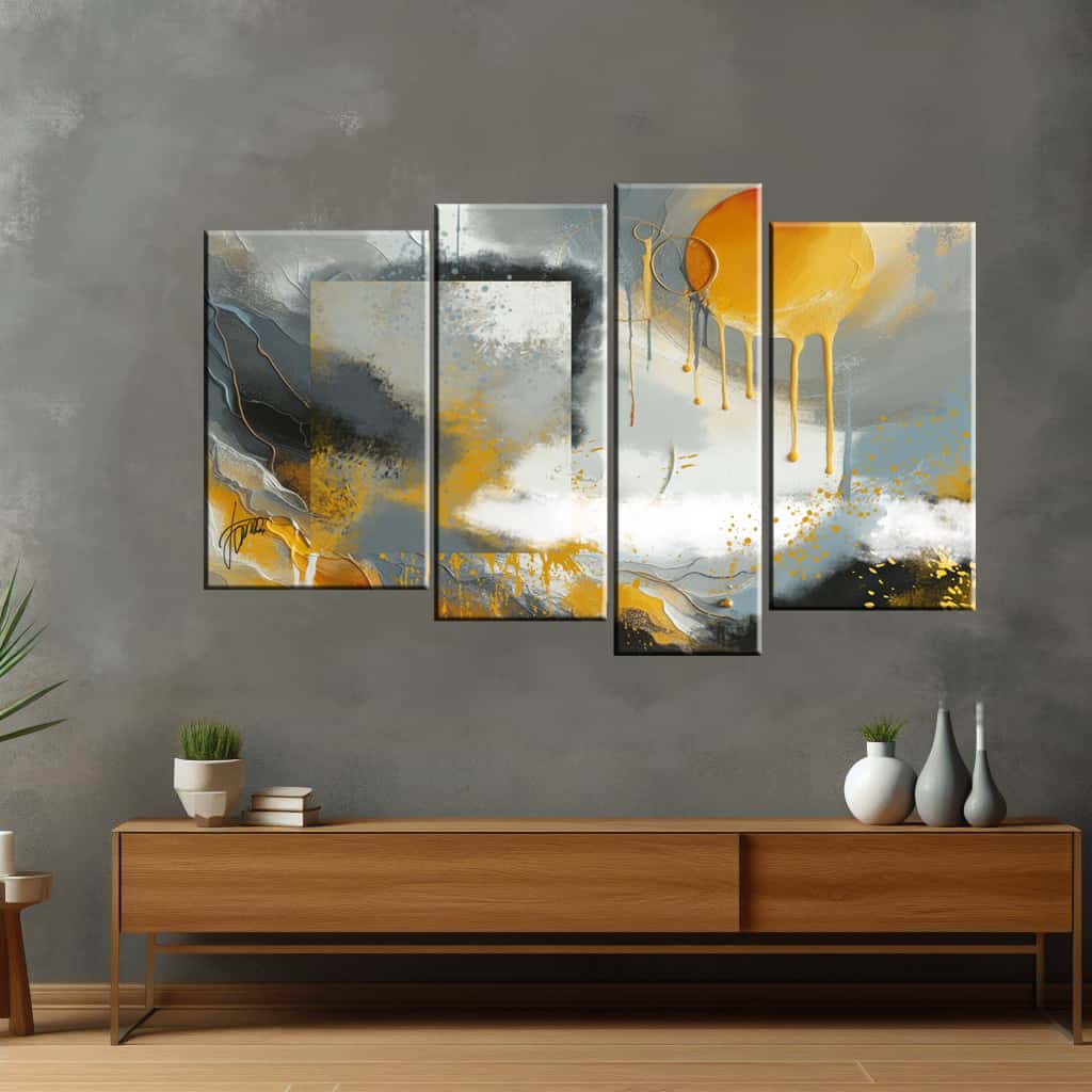 quadro astratto per parete grigia
