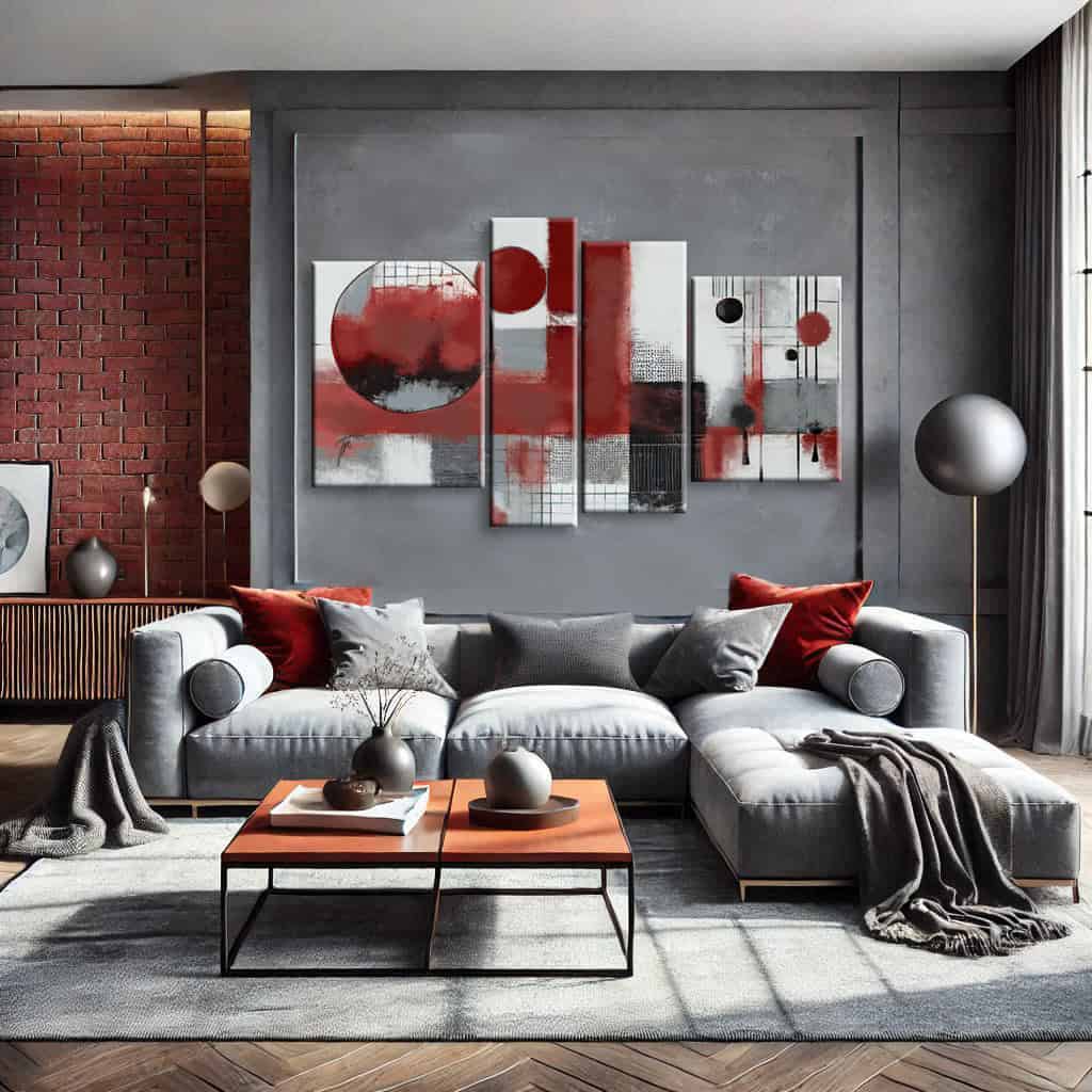 salotto quadro rosso mattone