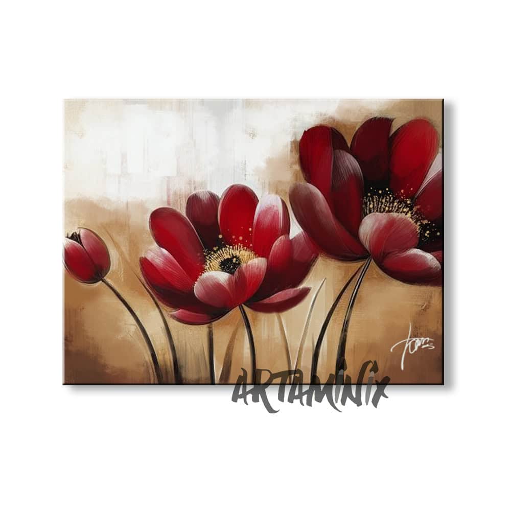 QUADRO CON tulipani bordeaux