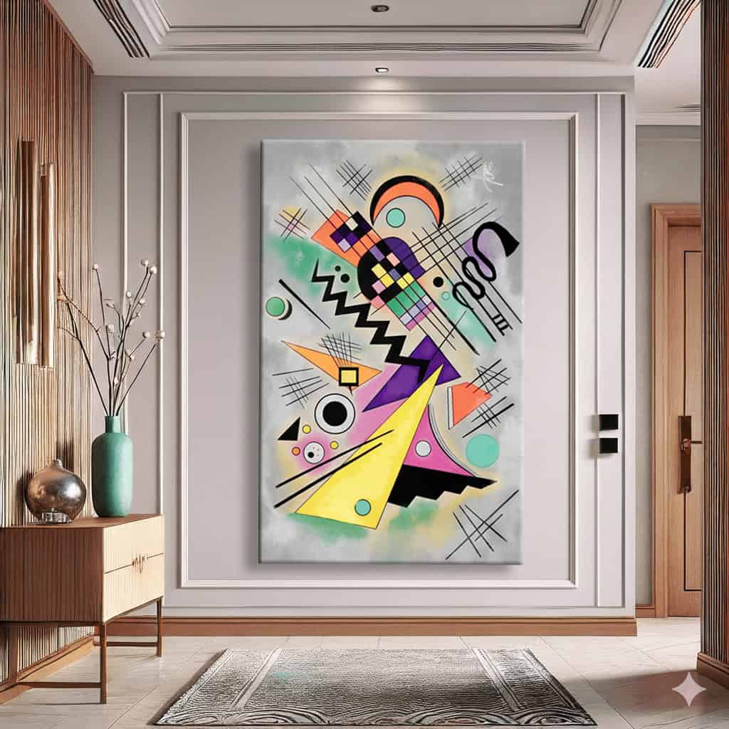 corridoio moderno grigio quadro kandinski