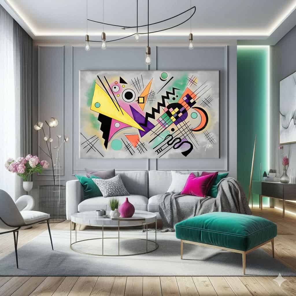salotto moderno quadro kandinsk