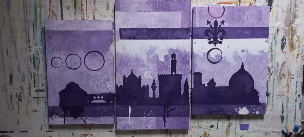 quadro dipinto a mano viiola firenze astratta viola
