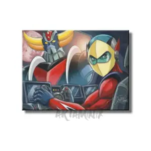QUADRO MODERNO DIPINTO A MANO goldrake in coppia con actarus