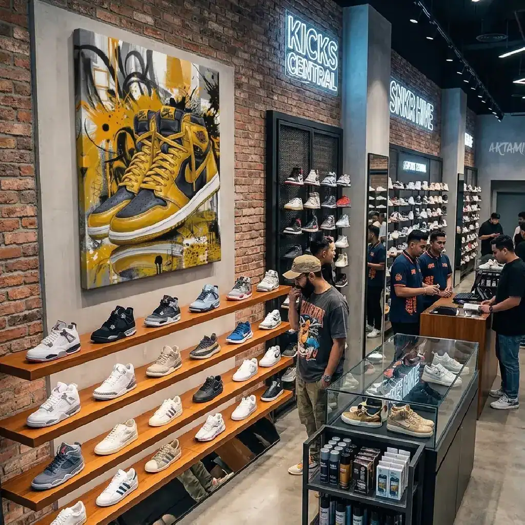 negozio di scarpe sportive con quadro astratto jordan1