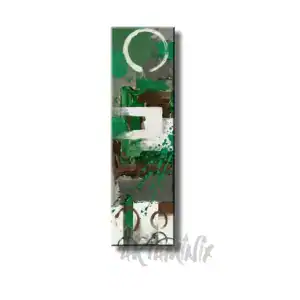 quadro astratto moderno dipinto a mano verde e grigio