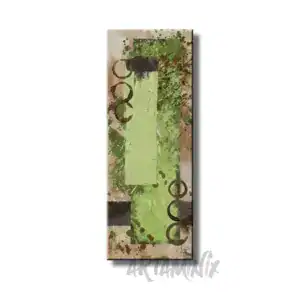 Quadro astratto dipinto a mano verde beige marrone con materia naturale astratta