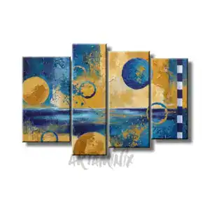 quadro astratto materico dipinto a mano blu cobalto e giallo ocra orizzonti di luce