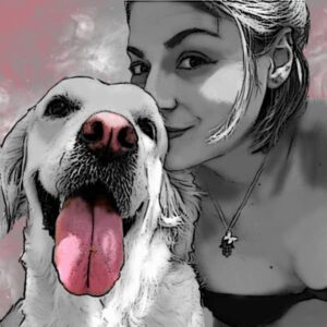 ritratto con cane 60x60jpg