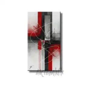 QUADRO ASTRATTO DIPINTO A MANO sinfonia rosso e grigia